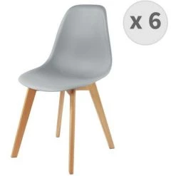 MOLOO LENA - Chaise Scandinave Gris Pied Hêtre (x6) - Gris