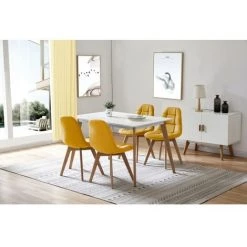 MOLOO STELLA - Chaise Scandinave Tissu Curry Pied Hêtre (x4) - Jaune 8 MOLOO STELLA - Chaise Scandinave Tissu Curry Pied Hêtre (x4) - Jaune -banc et tabouret Soldes Boutique 39767411 2