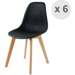 MOLOO LENA - Chaise Scandinave Noir Pied Hêtre (x6) - Noir