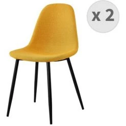 MOLOO ORLANDO - Chaise Scandinave Tissu Curry Pieds Métal Noir (x2) - Jaune