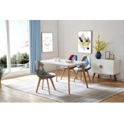 MOLOO STELLA - Chaise Scandinave Tissu Patchwork Noir Pieds Hêtre (x2) - Multicolore -banc et tabouret Soldes Boutique 39767463 2