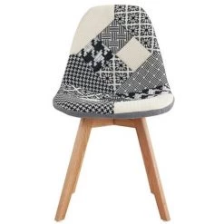 MOLOO STELLA - Chaise Scandinave Tissu Patchwork Noir Pieds Hêtre (x1) - Multicolore -banc et tabouret Soldes Boutique 39767475 5