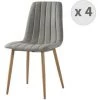 MOLOO CARLA - Chaise Scandinave Tissu Lin Pieds Métal Effet Bois(x4) - Beige -banc et tabouret Soldes Boutique 39767567 1