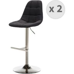 MOLOO HENRICK - Tabouret De Bar Tissu Gris Anthracite Pied Métal Brossé (x2) - Gris