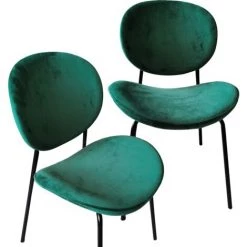 MADE IN MEUBLES Chaise Design Retro Velours Sohane (lot De 2) - Vert