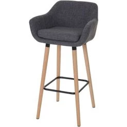 HHG Tabouret De Bar Malmö T381, Chaise De Bar Tabouret De Comptoir ~ Textile, Gris