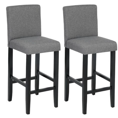 WOLTU 2 X Tabouret De Bar Avec Repose-pieds En Bois.Chaise Avec Dossier En Lin. 41 X 43 X 110cm.Gris Foncé 6 WOLTU 2 X Tabouret De Bar Avec Repose-pieds En Bois.Chaise Avec Dossier En Lin. 41 X 43 X 110cm.Gris Foncé – Image 4
