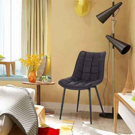 WOLTU 4X Chaise De Salle à Manger. Chaise De Cuisine. Assise Rembourrée En Similicuir épais. Pieds En Métal. Anthracite 4 WOLTU 4X Chaise De Salle à Manger. Chaise De Cuisine. Assise Rembourrée En Similicuir épais. Pieds En Métal. Anthracite – Image 2
