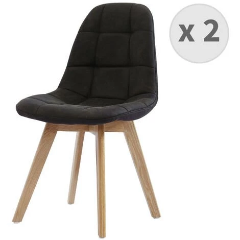 MOLOO STELLA OAK - Chaise Scandinave Microfibre Vintage Marron Foncé Pieds Chêne (x2) - Marron 3 MOLOO STELLA OAK - Chaise Scandinave Microfibre Vintage Marron Foncé Pieds Chêne (x2) - Marron