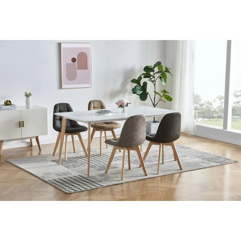 MOLOO STELLA OAK - Chaise Scandinave Microfibre Vintage Marron Foncé Pieds Chêne (x2) - Marron 4 MOLOO STELLA OAK - Chaise Scandinave Microfibre Vintage Marron Foncé Pieds Chêne (x2) - Marron – Image 2