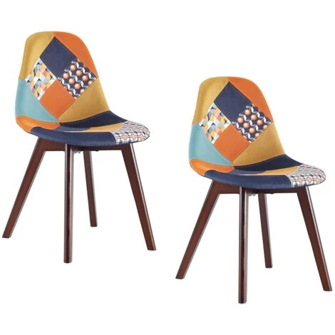 THE HOME DECO FACTORY Lot De 2 Chaises Patchwork Retro Home Deco Factory 3 THE HOME DECO FACTORY Lot De 2 Chaises Patchwork Retro Home Deco Factory