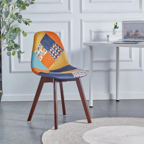 THE HOME DECO FACTORY Lot De 2 Chaises Patchwork Retro Home Deco Factory 4 THE HOME DECO FACTORY Lot De 2 Chaises Patchwork Retro Home Deco Factory – Image 2