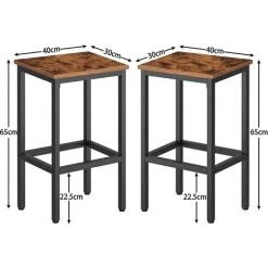 Chaises De Bar, Lot De 2, Tabourets Hauts, Repose-Pieds, Hauteur 65 Cm, Sièges Rectangulaires, Cadre Robuste En Métal Noir, Pour Salon, Salle à Manger, Cuisine, HOOBRO, EBF65BY01 - Marron Rustique -banc et tabouret Soldes Boutique 40149732 4