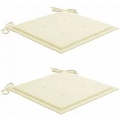HAPPYSHOPPING Coussins De Chaise De Jardin 2 Pcs Creme 40x40x4 Cm Tissu