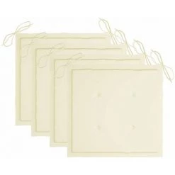 HAPPYSHOPPING Coussins De Chaise De Jardin 4 Pcs Creme 50x50x4 Cm Tissu