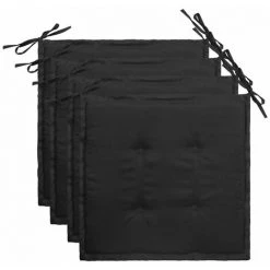 HAPPYSHOPPING Coussins De Chaise De Jardin 4 Pcs Noir 50x50x4 Cm Tissu