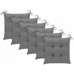 HAPPYSHOPPING Coussins De Chaise 6 Pcs Gris 50x50x7 Cm Tissu
