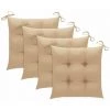 HAPPYSHOPPING Coussins De Chaise 4 Pcs Beige 50x50x7 Cm Tissu
