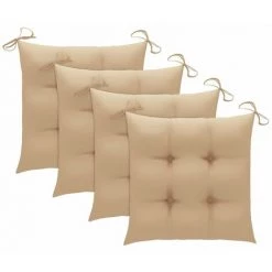 HAPPYSHOPPING Coussins De Chaise 4 Pcs Beige 50x50x7 Cm Tissu