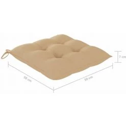 HAPPYSHOPPING Coussins De Chaise 4 Pcs Beige 50x50x7 Cm Tissu -banc et tabouret Soldes Boutique 40269295 4