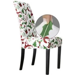 ASUPERMALL Housse De Chaise De Salle À Manger Décorative De Noël, Housses De Chaise Extensibles, Protecteur De Siège, Polyester Lavable, Housse De Chaise Entièrement Enveloppée Pour Salle À Manger, Décoration De Noël, Fête De Vacances, Type 2 - Type 2 -banc et tabouret Soldes Boutique 40271529 3