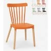 AHD AMAZING HOME DESIGN Chaise Design Moderne En Polypropylène Bois Cuisine Restaurant Extérieur Lys | Orange -banc et tabouret Soldes Boutique 40314382 1