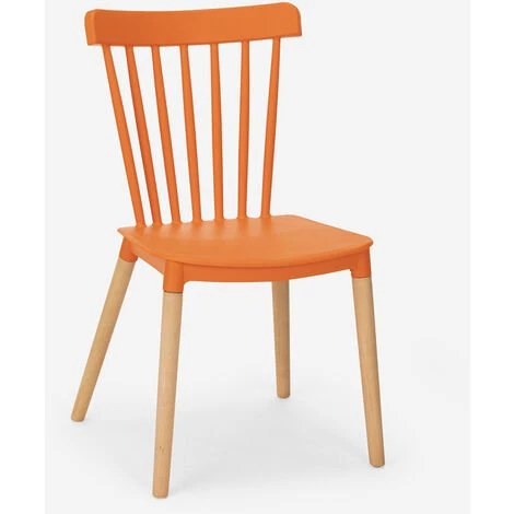 AHD AMAZING HOME DESIGN Chaise Design Moderne En Polypropylène Bois Cuisine Restaurant Extérieur Lys | Orange 5 AHD AMAZING HOME DESIGN Chaise Design Moderne En Polypropylène Bois Cuisine Restaurant Extérieur Lys | Orange – Image 3