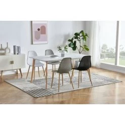 MOLOO CHLOE - Chaise Scandinave Gris Pieds Métal Décor Bois (x2) - Gris -banc et tabouret Soldes Boutique 40465904 2