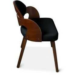 LES TENDANCES Chaise Bois Noisette Et Simili Noir Sofa - Lot De 2 -banc et tabouret Soldes Boutique 40645006 3