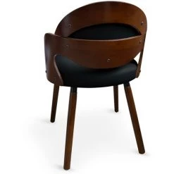 LES TENDANCES Chaise Bois Noisette Et Simili Noir Sofa - Lot De 2 -banc et tabouret Soldes Boutique 40645006 4