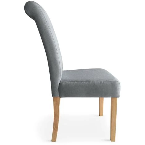 LES TENDANCES Chaise Capitonnée Tissu Gris Clair Krea - Lot De 2 4 LES TENDANCES Chaise Capitonnée Tissu Gris Clair Krea - Lot De 2 – Image 2