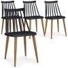 LES TENDANCES Chaise Polypropylène Noir Pieds Imitation Bois Nordi - Lot De 4 -banc et tabouret Soldes Boutique 40650427 1