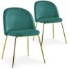 LES TENDANCES Chaise Velours Vert Et Pieds Métal Doré Alexa - Lot De 2 1 LES TENDANCES Chaise Velours Vert Et Pieds Métal Doré Alexa - Lot De 2 -banc et tabouret Soldes Boutique 40689028 1