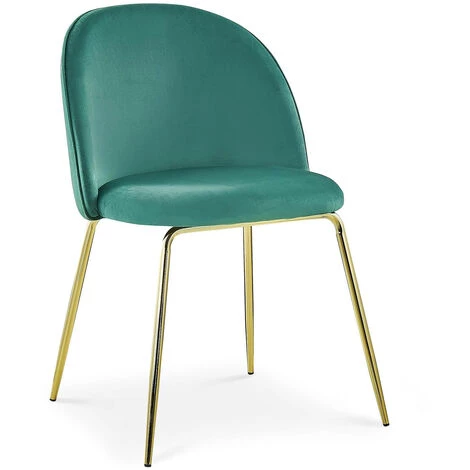 LES TENDANCES Chaise Velours Vert Et Pieds Métal Doré Alexa - Lot De 2 4 LES TENDANCES Chaise Velours Vert Et Pieds Métal Doré Alexa - Lot De 2 – Image 2