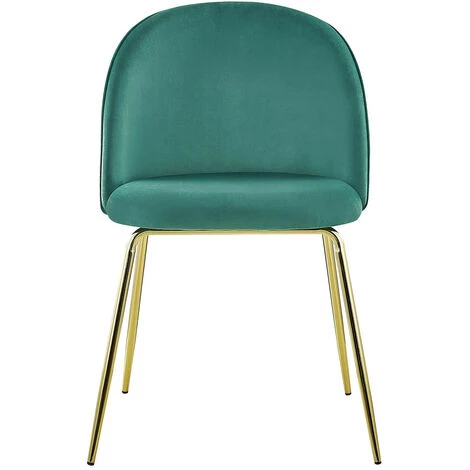 LES TENDANCES Chaise Velours Vert Et Pieds Métal Doré Alexa - Lot De 2 5 LES TENDANCES Chaise Velours Vert Et Pieds Métal Doré Alexa - Lot De 2 – Image 3