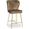 LES TENDANCES Tabouret De Bar Velours Marron Et Pieds Métal Doré Indal Assise H 65 Cm 2 LES TENDANCES Tabouret De Bar Velours Marron Et Pieds Métal Doré Indal Assise H 65 Cm -banc et tabouret Soldes Boutique 40706977 1