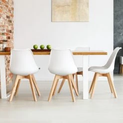 IDMARKET Lot De 4 Chaises SARA Blanches Pour Salle à Manger Design Scandinave