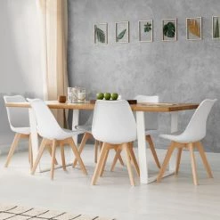 IDMARKET Lot De 4 Chaises SARA Blanches Pour Salle à Manger Design Scandinave -banc et tabouret Soldes Boutique 4077230 3