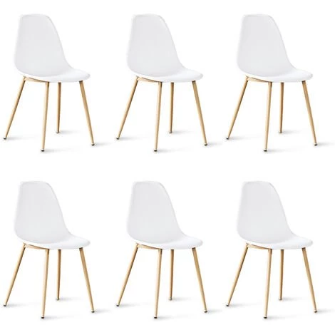 Lot De 6 Chaises Scandinaves Blanches - Ela - Designetsamaison 3 Lot De 6 Chaises Scandinaves Blanches - Ela - Designetsamaison