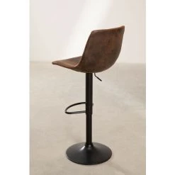 Tabouret Haut Réglable En Similicuir Style Ody SKLUM En Similicuir - Fer Brun Chocolat - Brun Chocolat -banc et tabouret Soldes Boutique 41010973 4
