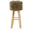 CDA Tabouret Haut Rond En Fourrure Synthétique Marron Et Pin - Marron -banc et tabouret Soldes Boutique 41020025 1