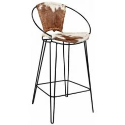 CDA Chaise De Bar Peau De Vache Et Métal Matsu - Naturel