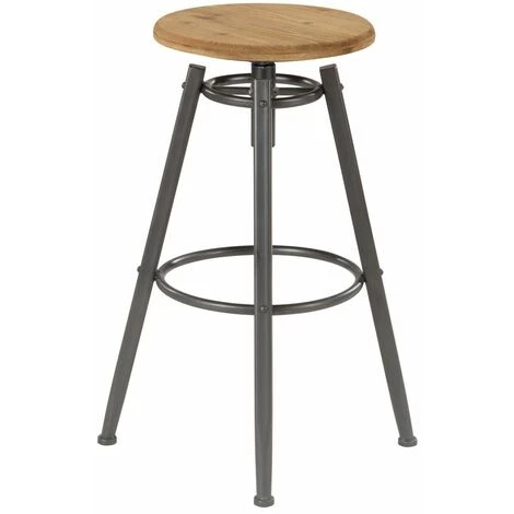 ZAGO Tabouret Plan De Travail Style Industriel En Pin Et Métal Sven - Noir 4 ZAGO Tabouret Plan De Travail Style Industriel En Pin Et Métal Sven - Noir – Image 2