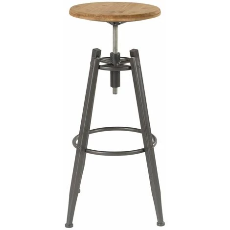 ZAGO Tabouret Plan De Travail Style Industriel En Pin Et Métal Sven - Noir 6 ZAGO Tabouret Plan De Travail Style Industriel En Pin Et Métal Sven - Noir – Image 4