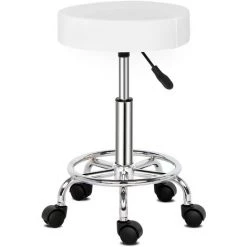 ASUPERMALL Tabouret Rond Ha Ha Pieds De Rotation Bar Tabouret Blanc