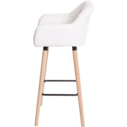 HHG 2x Tabouret De Bar Malmö T381, Chaise De Bar Tabouret De Comptoir ~ Simili Cuir, Blanc -banc et tabouret Soldes Boutique 41303446 4