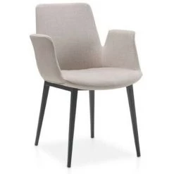 LES TENDANCES Chaise Avec Accoudoirs Tissu Et Pieds Acier Noir Kanawa - Lot De 2 - Couleur MIRAGE 95