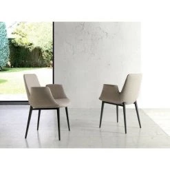 LES TENDANCES Chaise Avec Accoudoirs Tissu Et Pieds Acier Noir Kanawa - Lot De 2 - Couleur MIRAGE 95 -banc et tabouret Soldes Boutique 41351851 3