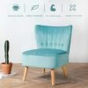 COSTWAY Fauteuil D'Appoint En Velours, Siège Capitonné Epais Dossier à Ailettes Pieds En Bois D'Hévéa De Style Scandinaves Vert -banc et tabouret Soldes Boutique 41379658 1