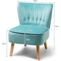 COSTWAY Fauteuil D'Appoint En Velours, Siège Capitonné Epais Dossier à Ailettes Pieds En Bois D'Hévéa De Style Scandinaves Vert -banc et tabouret Soldes Boutique 41379658 5